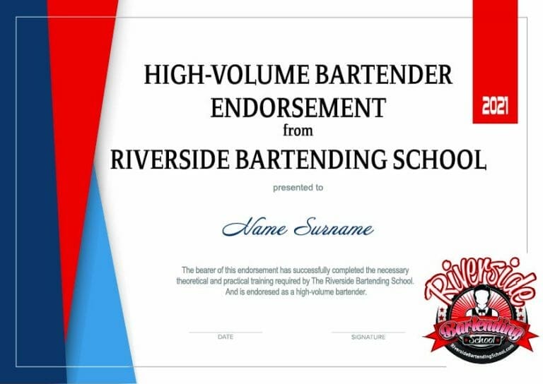 High-volume bartender endorsement