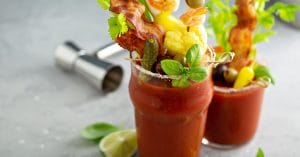 Bloody Marys with generous garnish